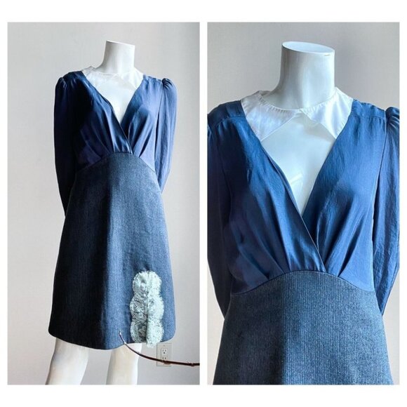 Carven Blue and White Mini Dress - Picture 1 of 10